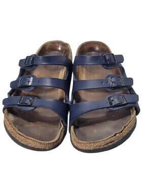 Birkenstock Florida Sandals Womens Size 6.5-7 37 Blue Triple Strap Comfort